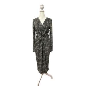 Miss Selfridge Black And Silver Sparkling Wrap Dress - Size 2